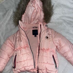 Tommy Hilfiger Light Pink Jacket with Faux Fur Trim